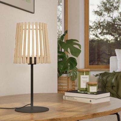 Drevená stolová lampa rustikálna, Farah, s vypínačom