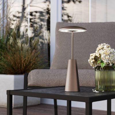 Oceľová moderná stolová lampa bronzová, Ishika, 2,8 W, LED white switch, IP54, s dotykovým stmievačom