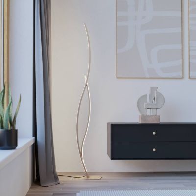 Oceľová dizajnová stojaca lampa hnedá, Tevin, 20 W, LED 4000 K, s vypínačom