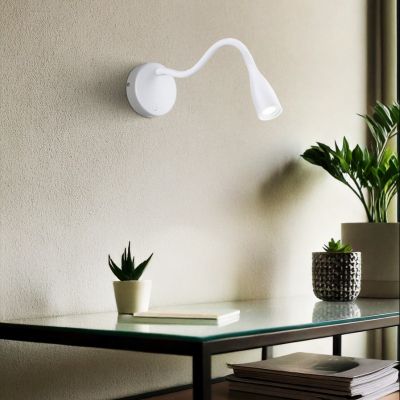Plastové moderné nástenné svietidlo biele, Obbe, 3,8 W, LED 3000 K, s vypínačom