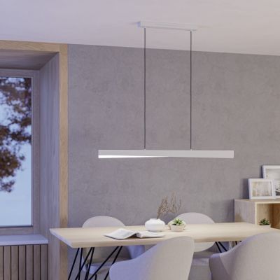 Plastové dizajnové smart závesné svietidlo biele, Birkan, 19 W, LED RGBW, s diaľkovým ovládačom