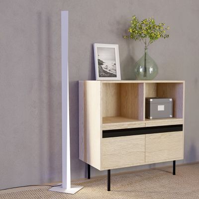 Plastová dizajnová stojaca lampa biela, Birkan, 10,5 W, LED RGBW, s diaľkovým ovládačom