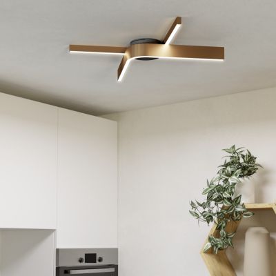 Plastové dizajnové smart stropné svietidlo bronzové, Frauke, 18 W, LED RGBW, s diaľkovým ovládačom