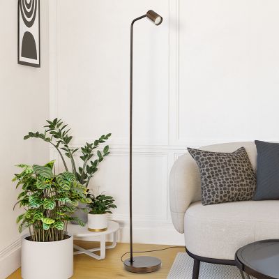 Oceľová moderná stojaca lampa bronzová, Rochdi, s vypínačom