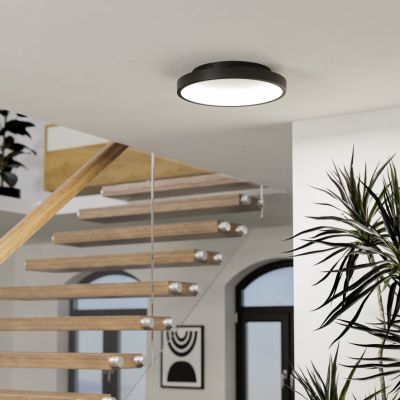 Oceľové moderné smart stropné svietidlo čierne, Shauni, 19,6 W, LED RGBW, s diaľkovým ovládačom