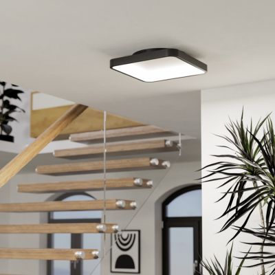 Oceľové moderné smart stropné svietidlo čierne, Shauni, 20 W, LED RGBW, s diaľkovým ovládačom