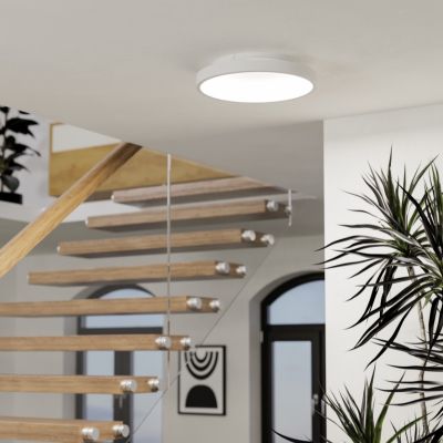 Oceľové moderné smart stropné svietidlo biele, Shauni, 19,6 W, LED RGBW, s diaľkovým ovládačom