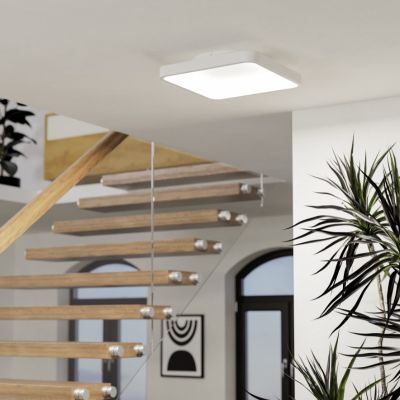 Oceľové moderné smart stropné svietidlo biele, Shauni, 20 W, LED RGBW, s diaľkovým ovládačom