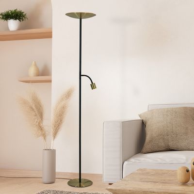 Oceľová moderná stojaca lampa mosadzná, Crijn, 26,5 W, LED 2700 K, s dotykovým stmievačom