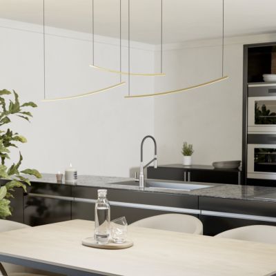Plastové moderné visiace svietidlo mosadzné, Vilko, 22 W, LED white switch
