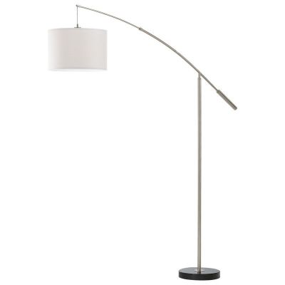 Textílná moderná oblúková lampa niklová, Ralph, s vypínačom