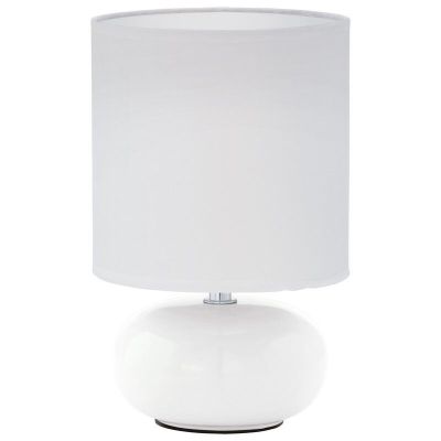 Textílná stolová lampa biela, Matthew, s vypínačom