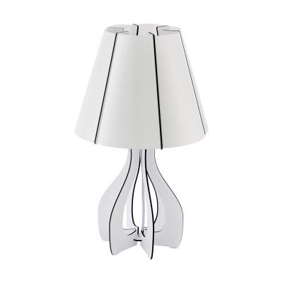 Drevená rustikálna stolová lampa biela, Bergama, s vypínačom