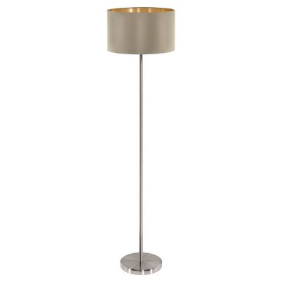 Textílná moderná stojaca lampa zlatá, Terme, s vypínačom