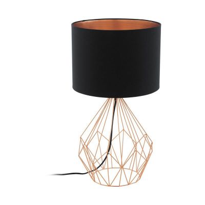 Textílná moderná stolová lampa medená, Anieke, s vypínačom