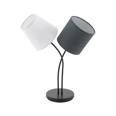 Textílná retro stolová lampa biela, Anina, s vypínačom