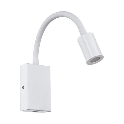 Plastové moderné nástenné svietidlo biele, Cafer, 4 W, LED 3000 K, s vypínačom
