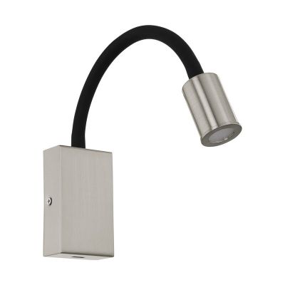 Plastové moderné nástenné svietidlo niklové, Cafer, 4 W, LED 3000 K, s vypínačom