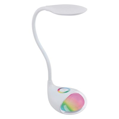 Plastová moderná lampa na písací stôl biela, Chana, 2 W, LED RGBW, s dotykovým stmievačom