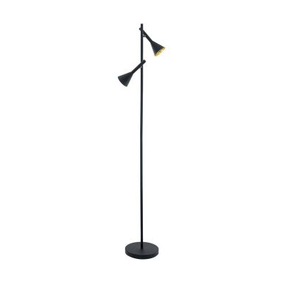 Oceľová stojaca lampa čierna, Marielle, s vypínačom