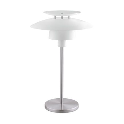 Oceľová dizajnová stolová lampa biela, Lariana, s vypínačom