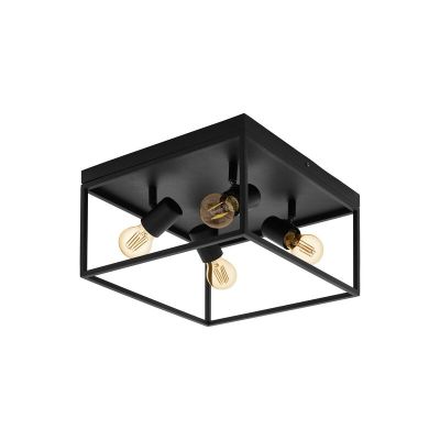 Oceľová industriálna stropná lampa čierna, Tyrza