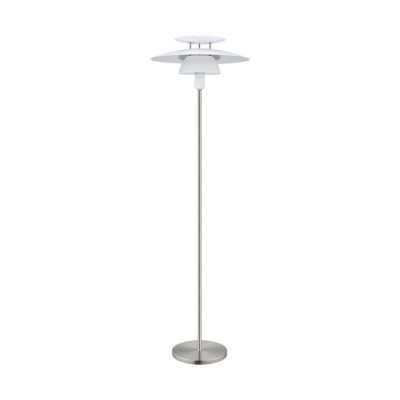 Oceľová dizajnová stojaca lampa biela, Lariana, s vypínačom