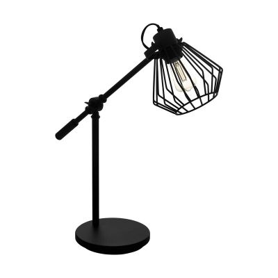 Oceľová industriálna stolová lampa čierna, Valentijn, s vypínačom