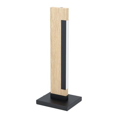 Drevená rustikálna stolová lampa čierna, Ludovica, 6 W, LED 3000 K, s vypínačom