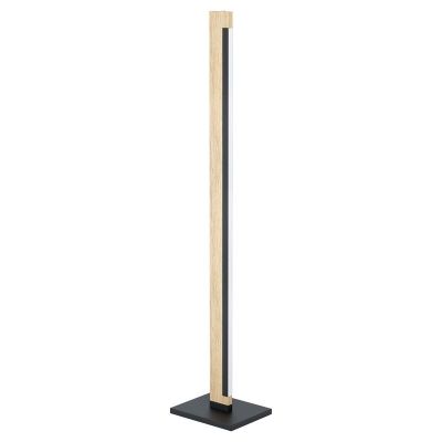 Drevená rustikálna stojaca lampa čierna, Ludovica, 22 W, LED 3000 K, s vypínačom