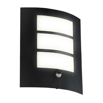 Oceľové moderné vonkajšie nástenné svietidlo so senzorom pohybu čierne, Elyana, IP44
