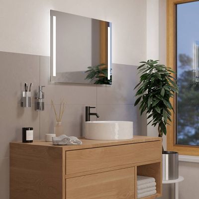 Sklenené moderné zrkadlo so svetlom sivé, Bibi, 5,1 W, LED 4000 K, IP44, s vypínačom