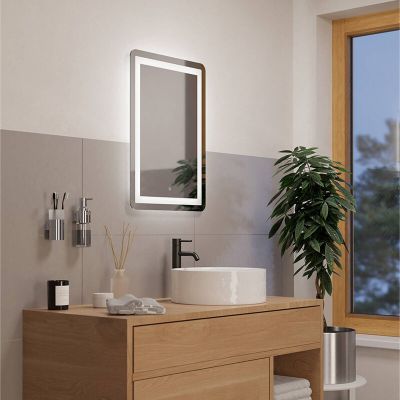 Sklenené moderné zrkadlo so svetlom sivé, Bibi, 15,7 W, LED nastaviteľný od teplej po studenú bielu, IP44, s vypínačom