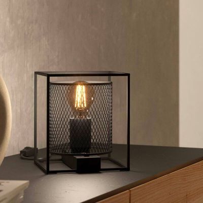 Hliníková industriálna stolová lampa čierna, Thiemo, s vypínačom
