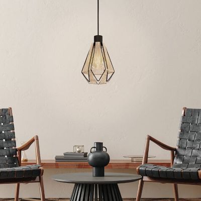 Textílné rustikálne visiace svietidlo hnedé, Yessica