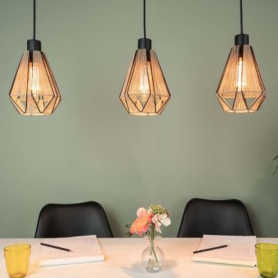 Textílné rustikálne visiace svietidlo hnedé, Yessica