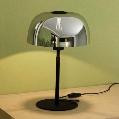 Sklenená stolová lampa čierna, Miam, s vypínačom
