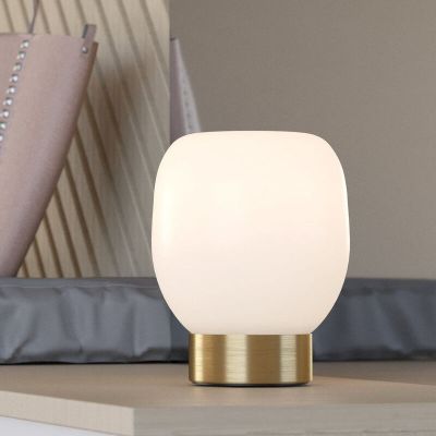 Sklenená dizajnová stolová lampa biela, Jeannine, s vypínačom