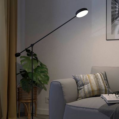 Hliníková moderná stojaca lampa na čítanie čierna, Thies, 24 W, LED 3000 K, s 3-stupňovým stmievačom