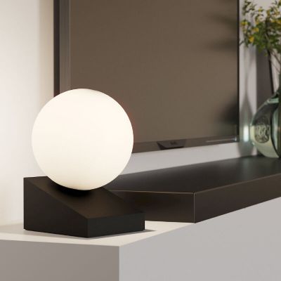 Sklenená stolová lampa čierna, Wesly, s vypínačom