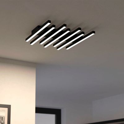 Hliníková moderná stropná lampa čierna, Iona, 25,6 W, LED nastaviteľný od teplej po studenú bielu, s 3-stupňovým stmievačom