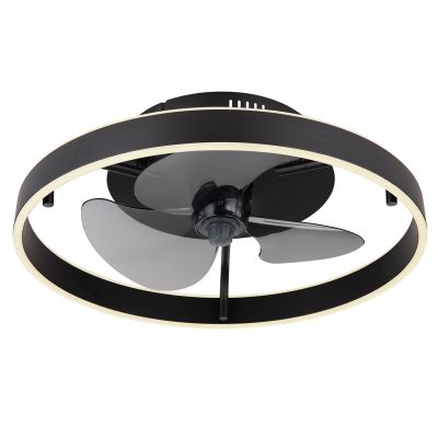 Čierny moderný stropný ventilátor z plastu, Joos, 40W, nastaviteľný teplý až studený biely LED výkon, s diaľkovým ovládaním