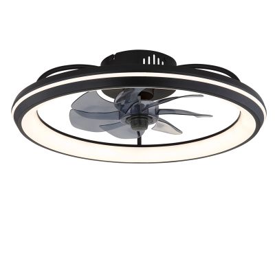 Čierny moderný stropný ventilátor z plastu, Juulke, 40W, nastaviteľný teplý až studený biely LED, s diaľkovým ovládaním