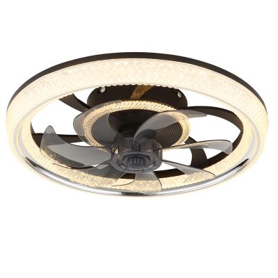 Čierny stropný ventilátor z akrylu, Kaleb, 30W, nastaviteľný teplý až studený biely LED, s diaľkovým ovládaním