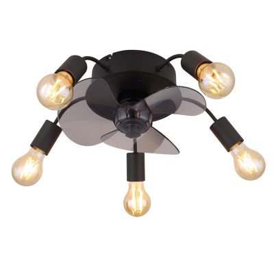 Čierny moderný stropný ventilátor kovový, Kiet, s diaľkovým ovládaním