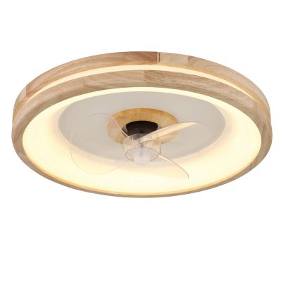 Moderný stropný ventilátor z dreva, Klaaske, 30W, nastaviteľný výkon LED z teplej na studenú bielu, s diaľkovým ovládaním