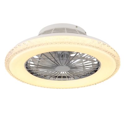 Stropný ventilátor s chrómovým dizajnom, plastový, Lammechien, 40W, nastaviteľný výkon LED svetla z teplej až studenej bielej, s diaľkovým ovládaním