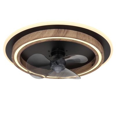 Hnedý moderný stropný ventilátor z plastu, Lamine, 32W, nastaviteľný teplý až studený biely LED, s diaľkovým ovládaním