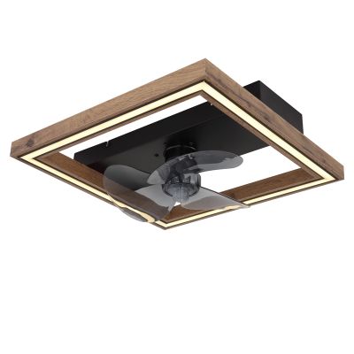 Hnedý moderný stropný ventilátor z plastu, Lamyea, 24W, nastaviteľný teplý až studený biely LED, s diaľkovým ovládaním
