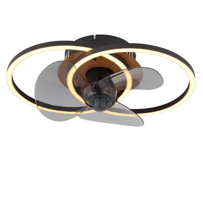Čierny stropný ventilátor s kovovým dizajnom, Leif, 24W, nastaviteľný teplý až studený biely LED, s diaľkovým ovládaním